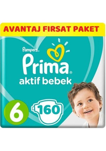Prima Aktif Bebek 6 Numara Cırtlı Bebek Bezi 160 Adet