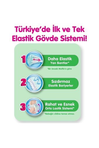 Molfix 3D Ekstra Emici 5 + Numara Cırtlı Bebek Bezi 132 Adet