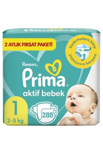 Prima Aktif Bebek 1 Numara Cırtlı Bebek Bezi 288 Adet