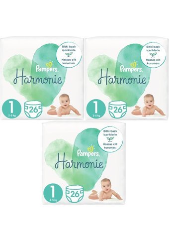 Prima Harmonie Yenidoğan 1 Numara Organik Cırtlı Bebek Bezi 3x26 Adet