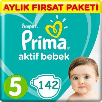Prima Aktif Bebek 5 Numara Cırtlı Bebek Bezi 142 Adet