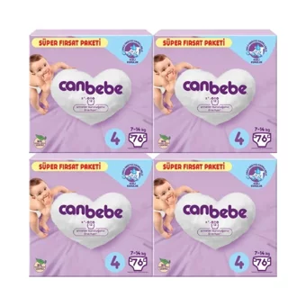 Canbebe 4 Numara Bantlı Bebek Bezi 4x76 Adet