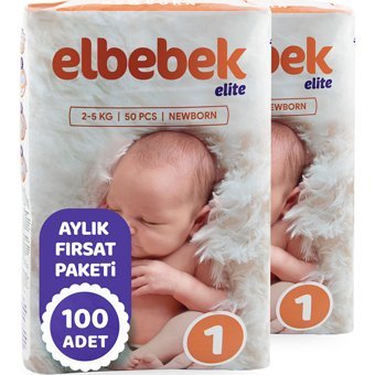Elbebek Elite Yenidoğan Yenidoğan Cırtlı Bebek Bezi 100 Adet