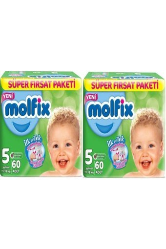 Molfix 3D Junior 5 Numara Cırtlı Bebek Bezi 2x60 Adet
