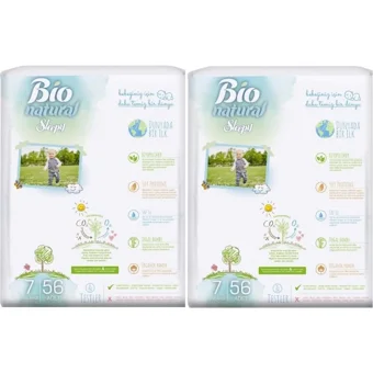 Sleepy Bio Natural 7 + Numara Organik Cırtlı Bebek Bezi 2x56 Adet