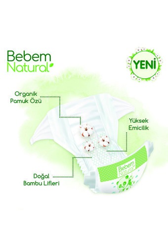 Bebem Natural Doğa Özleri 3 Numara Organik Cırtlı Bebek Bezi 170 Adet