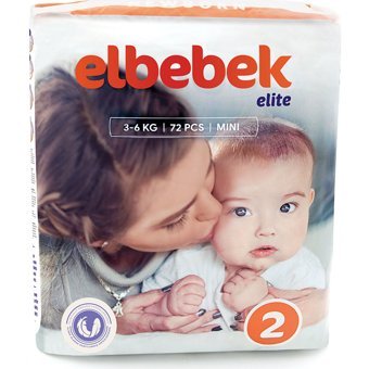 Elbebek Elite Ekonomik Paket Mini 2 Numara Cırtlı Bebek Bezi 72 Adet