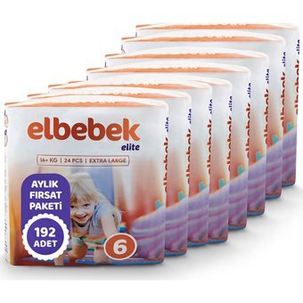 Elbebek Elite Extra Large 6 Numara Cırtlı Bebek Bezi 192 Adet