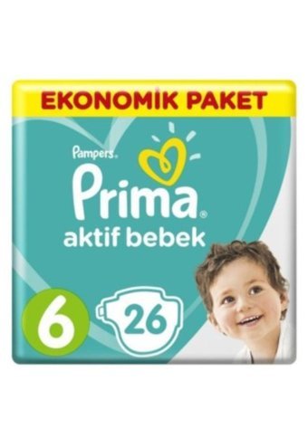 Prima Aktif Bebek Extra Large 6 Numara Cırtlı Bebek Bezi 3x26 Adet
