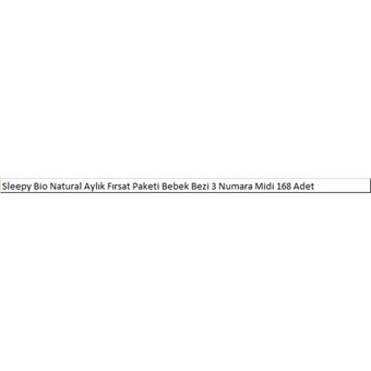 Sleepy Bio Natural Midi 3 Numara Organik Cırtlı Bebek Bezi 168 Adet