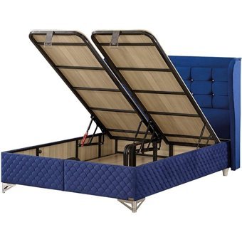 Mobilya Dükkanım Blue 90x200 cm Başlıklı Sandıklı Tek Kişilik Baza Seti Lacivert