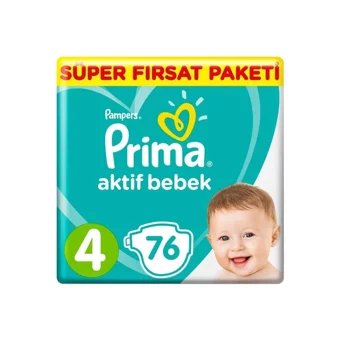 Prima Aktif Bebek 4 Numara Cırtlı Bebek Bezi 3x76 Adet