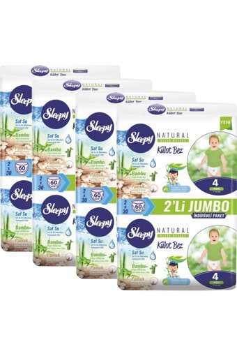 Sleepy Natural Ultra Hassas 4 Numara Organik Külot Bebek Bezi 60 Adet