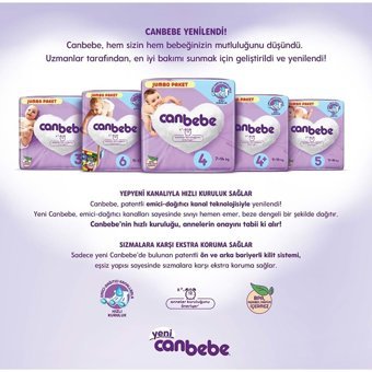 Canbebe Maxi Plus 4 Numara Bantlı Bebek Bezi 250 Adet