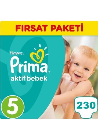 Prima Aktif Bebek 5 Numara Cırtlı Bebek Bezi 230 Adet