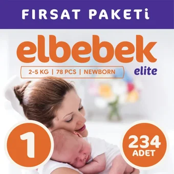 Elbebek Elite Yenidoğan Yenidoğan Cırtlı Bebek Bezi 234 Adet