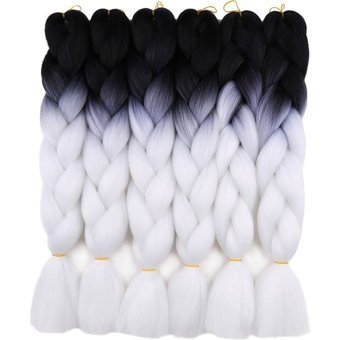 Guangdong Spirit 1 Adet 100G Örgü Saç Yüksek Sıcaklık Ipek Büyük Zar Degrade Büyük Cımbız Siyah & Beyaz 26 # (Yurt Dışından)