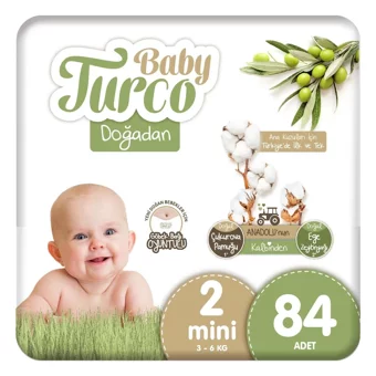 Baby Turco Doğadan 2 Numara Bantlı Bebek Bezi 84 Adet
