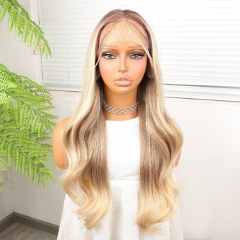 Colezium Kumral Platin Ombreli Fiber Sentetik Hafif Dalgalı Tül Peruk