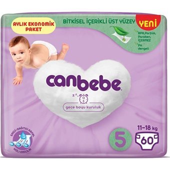Canbebe Aylık Ekonomik Paket 5 Numara Bantlı Bebek Bezi 4x60 Adet