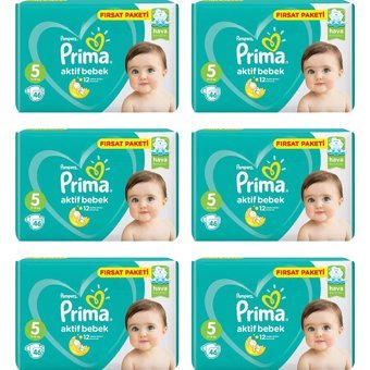 Prima Aktif Bebek Junior 5 Numara Cırtlı Bebek Bezi 6x46 Adet