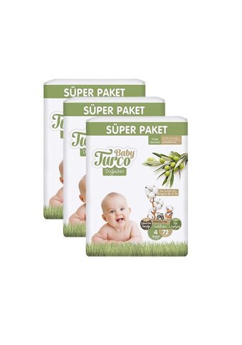 Baby Turco Doğadan Maxi 4 Numara Cırtlı Bebek Bezi 3x72 Adet