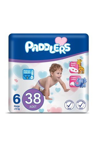 Paddlers X-Large 6 Numara Organik Cırtlı Bebek Bezi 38 Adet
