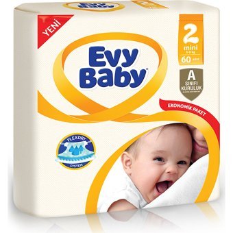 Evy Baby Mini Jumbo Paket 5 Numara Cırtlı Bebek Bezi 60 Adet