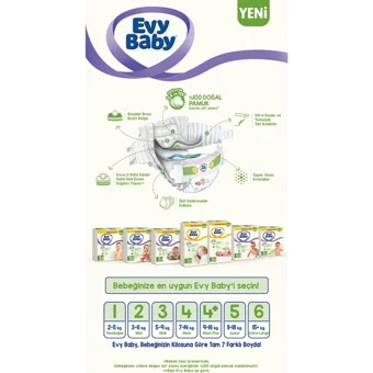 Evy Baby Süper Ekonomik Paket Yenidoğan 1 Numara Cırtlı Bebek Bezi 108 Adet