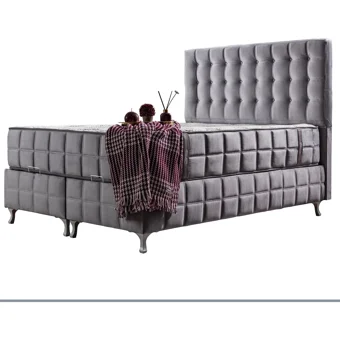 Setay Karmen 90x190 cm Başlıklı Yataklı Sandıklı Tek Kişilik Baza Seti Gri