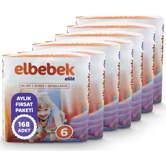 Elbebek Elite Extra Large 6 Numara Cırtlı Bebek Bezi 168 Adet
