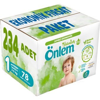 Önlem Botanika Yenidoğan 1 Numara Organik Göbek Oyuntulu Cırtlı Bebek Bezi 234 Adet