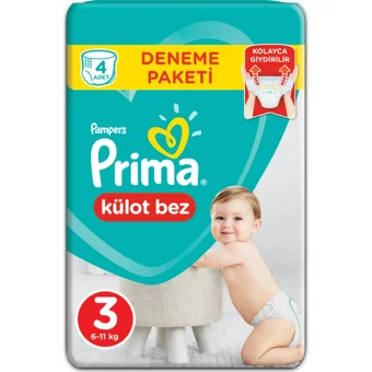 Prima Deneme Paketi 4 Numara Külot Bebek Bezi 4 Adet