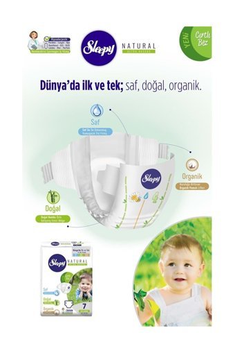 Sleepy XXL Jumbo 7 Numara Organik Cırtlı Bebek Bezi 32 Adet