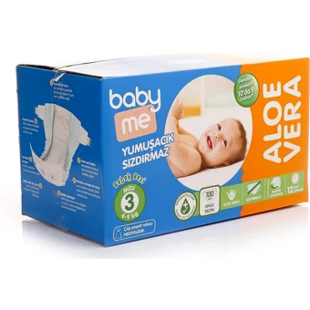 Baby&Me Aloe Vera Midi 3 Numara Cırtlı Bebek Bezi 100 Adet