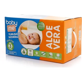 Baby&Me Aloe Vera Midi 3 Numara Cırtlı Bebek Bezi 100 Adet