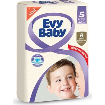 Evy Baby Dev Paket 5 Numara Cırtlı Bebek Bezi 40 Adet