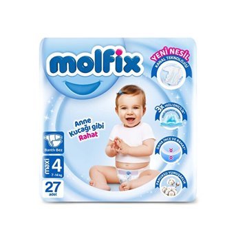 Molfıx 3D Maxi 4 Numara Göbek Oyuntulu Bantlı Bebek Bezi 27 Adet