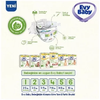 Evy Baby Hipoalerjenik Mega Fırsat Paketi 4 Numara Cırtlı Bebek Bezi 216 Adet