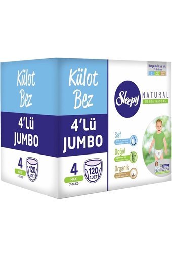 Sleepy Naturel 4 Numara Organik Külot Bebek Bezi 360 Adet
