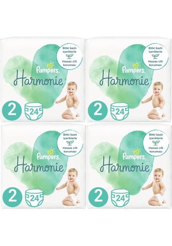 Prima Harmonie Mini 2 Numara Organik Cırtlı Bebek Bezi 4x24 Adet
