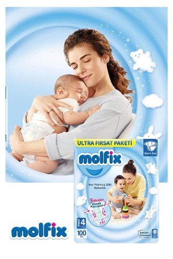 Molfix Maxi 4 Numara Cırtlı Bebek Bezi 2x100 Adet