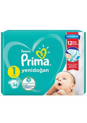 Prima Geliştirilmiş Yenidoğan 1 Numara Göbek Oyuntulu Cırtı Bebek Bezi 36 Adet