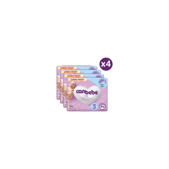 Canbebe Midi Jumbo Paket 3 Numara Bantlı Bebek Bezi 136 Adet