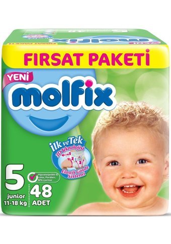 Molfix 3D Junior 5 Numara Cırtlı Bebek Bezi 144 Adet