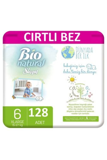 Sleepy XXLarge 6 Numara Organik Cırtlı Bebek Bezi 128 Adet