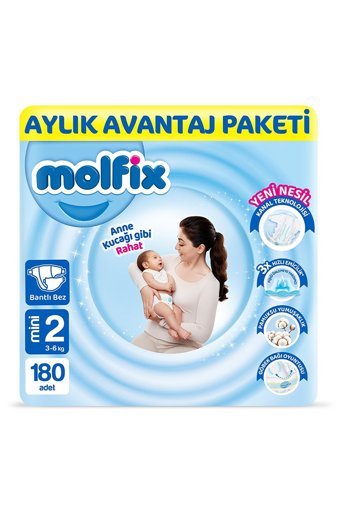 Molfix Anne Kucağı Gibi 2 Numara Göbek Oyuntulu Cırtlı Bebek Bezi 180 Adet