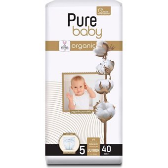 Sleepy Pure Baby 5 Numara Organik Cırtlı Bebek Bezi 40 Adet