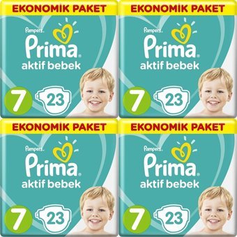 Prima Aktif Bebek 7 Numara Cırtlı Bebek Bezi 92 Adet