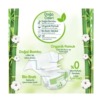 Bebem Natural Doğa Özleri Yenidoğan 1 Numara Organik Cırtlı Bebek Bezi 128 Adet